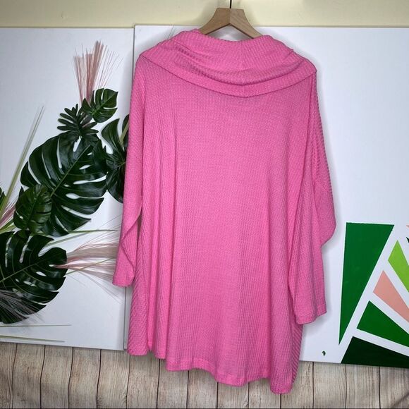 Catherine Malandrino Cowl Neck Waffle Knit Pink Top NWT SIze 1x - Picture 5 of 7
